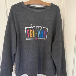 Shein Happy Fri-Yay Graphic Sweatshirt - Charcoal